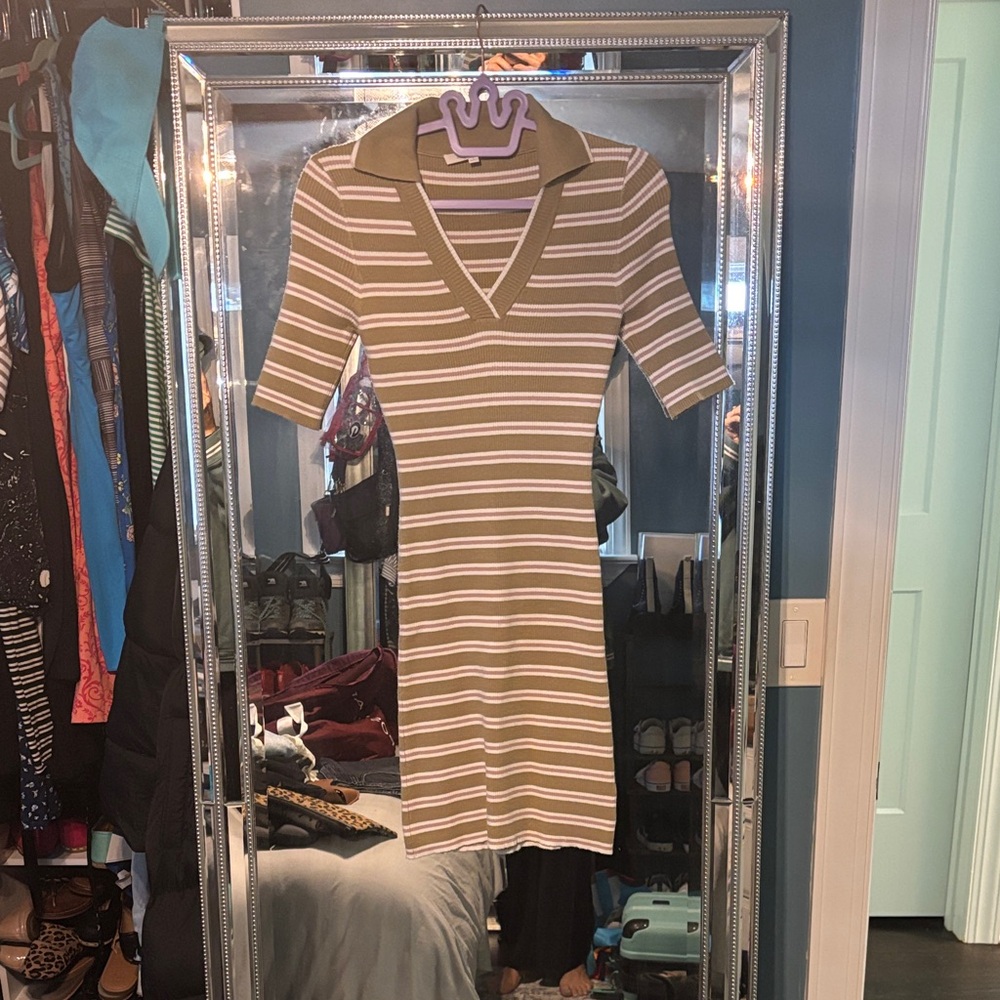 Favorite Daughter Tan and White Striped Dress